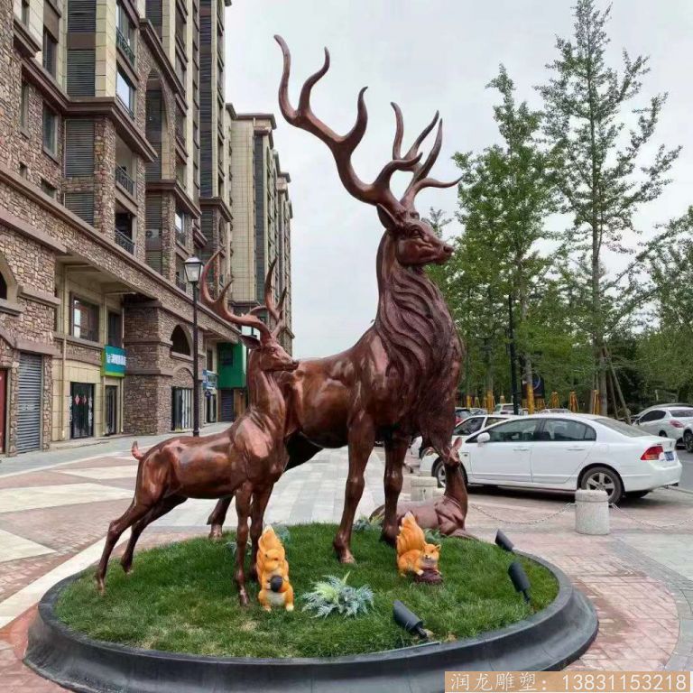 玻璃钢麋鹿雕塑 动物鹿雕塑