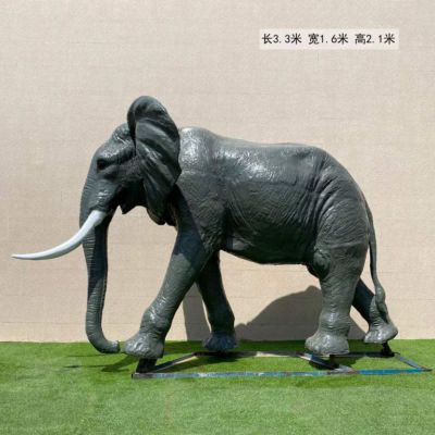 玻璃钢仿真动物大象雕塑，树脂动物雕塑加工厂